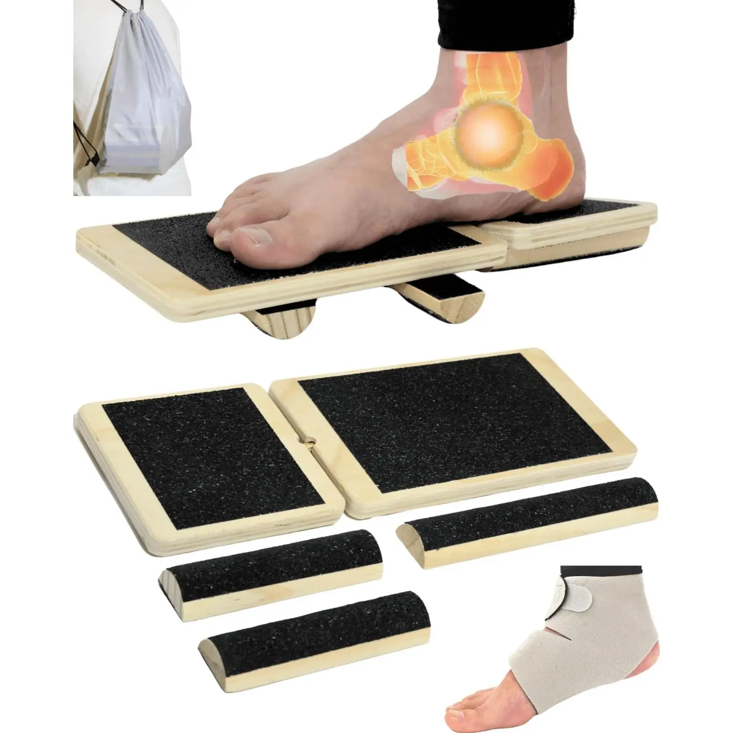 Ankle Strengthener, Single   Board for Ankle Rehab, Foot Trainer for Mobility, Foot Stretcher for Sprained Ankle, Balancing Wobble Board, Posture Board, Arch Trainer with Brace