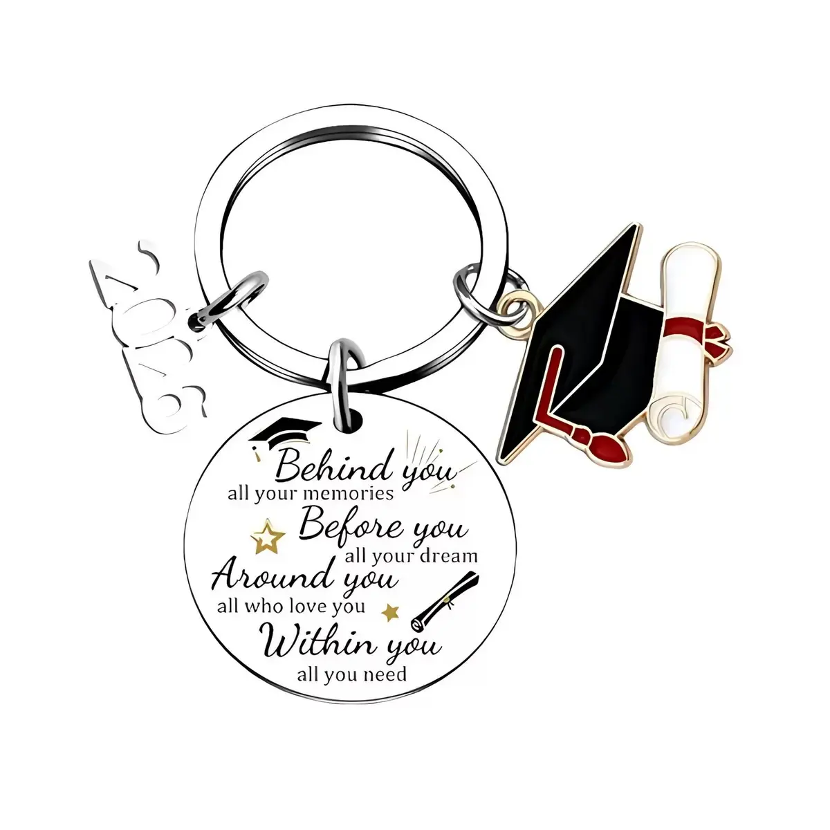 Class of 2026 Graduation Gift: Engraved Stainless Steel Keychain - Best-Selling Gift for Graduates