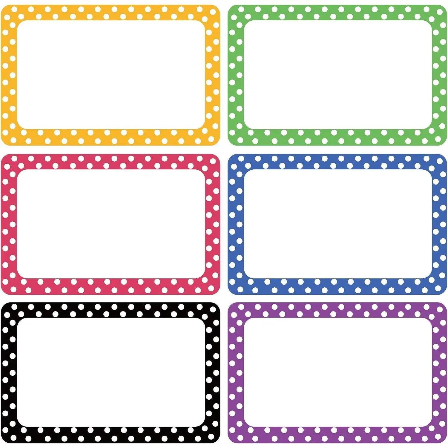 300 Cute Dot Name Tag Stickers with Colorful Borders – Strong Adhesive Name Labels for School, Office, Home, Clothes, Storage Boxes & Packages