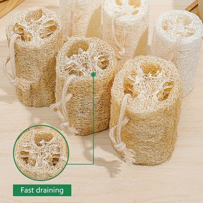 2pcs Natural Loofah Sponge Towels: Exfoliating Bath Washcloth, Exfoliating Scrub for Shower Gel, Body Scrubber, Body Massage, Dishwashing & More!
