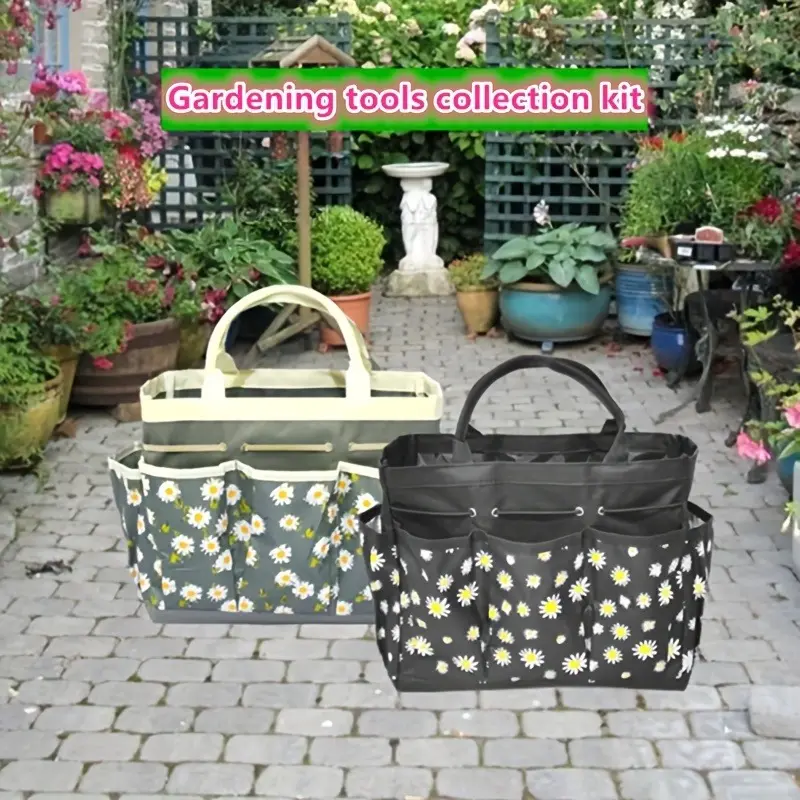 【Chrysanthemum Print Bag】Gardening Tool Storage Bag, Household Small Tools Storage, Portable Outdoor Garden Tool Storage