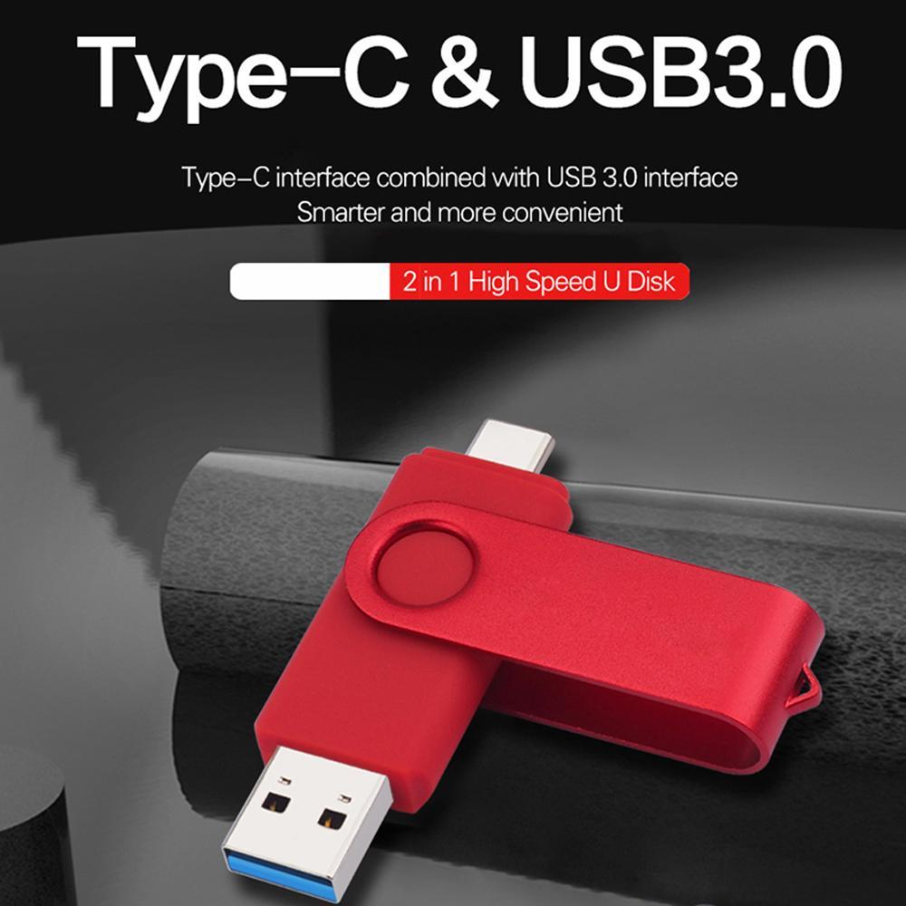 USB Flash Drive, 2-in-1 USB 3.0/Type-C OTG Memory Stick (1 Pc), Thumb Drive External Storage for Android Smartphones, PC, Mac and Laptops