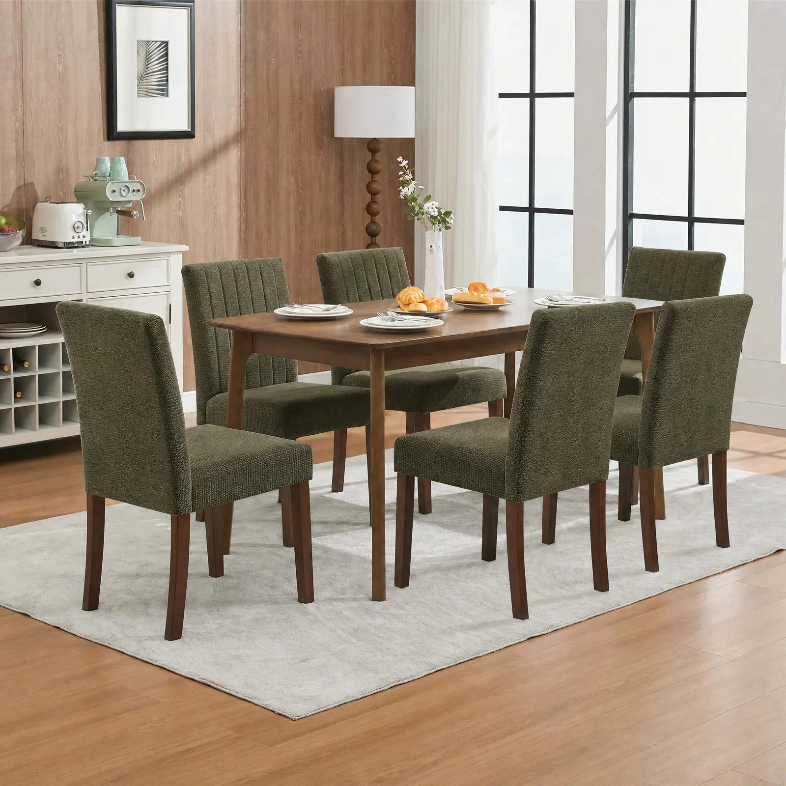 2-Piece Modern Comfort Linen Padded Parsons Dining Chairs, Comfy Cushioned Decorative Set, Sturdy Wood Legs, Ideal for Apartment, Kitchen, Chairs With Cushions