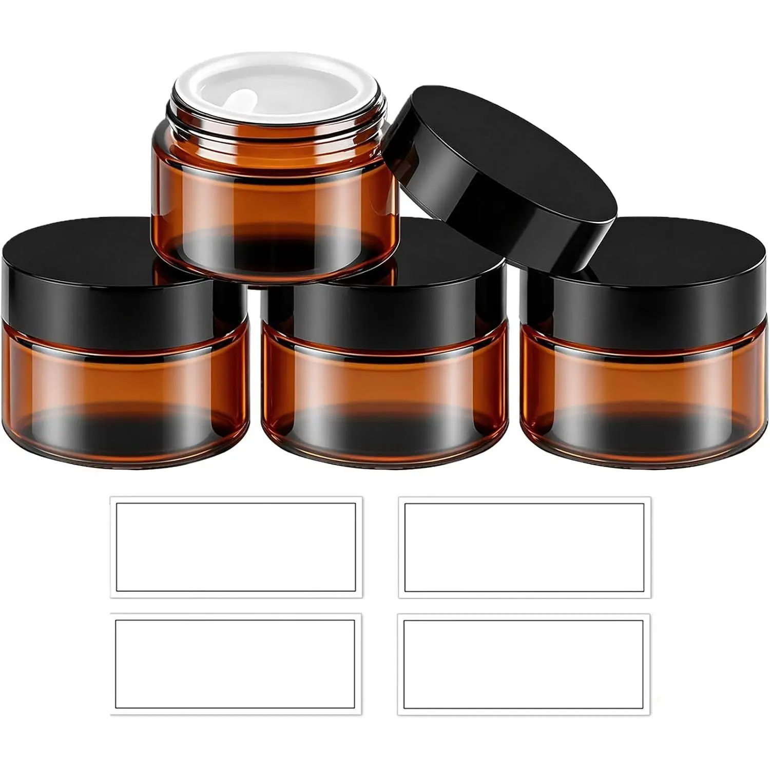 1 oz  Glass Jars with  & Inner Liners, 4 Pack | Refillable Small Glass  Jars, Airtight Travel Containers for , , Powders, Essential oils, Makeups