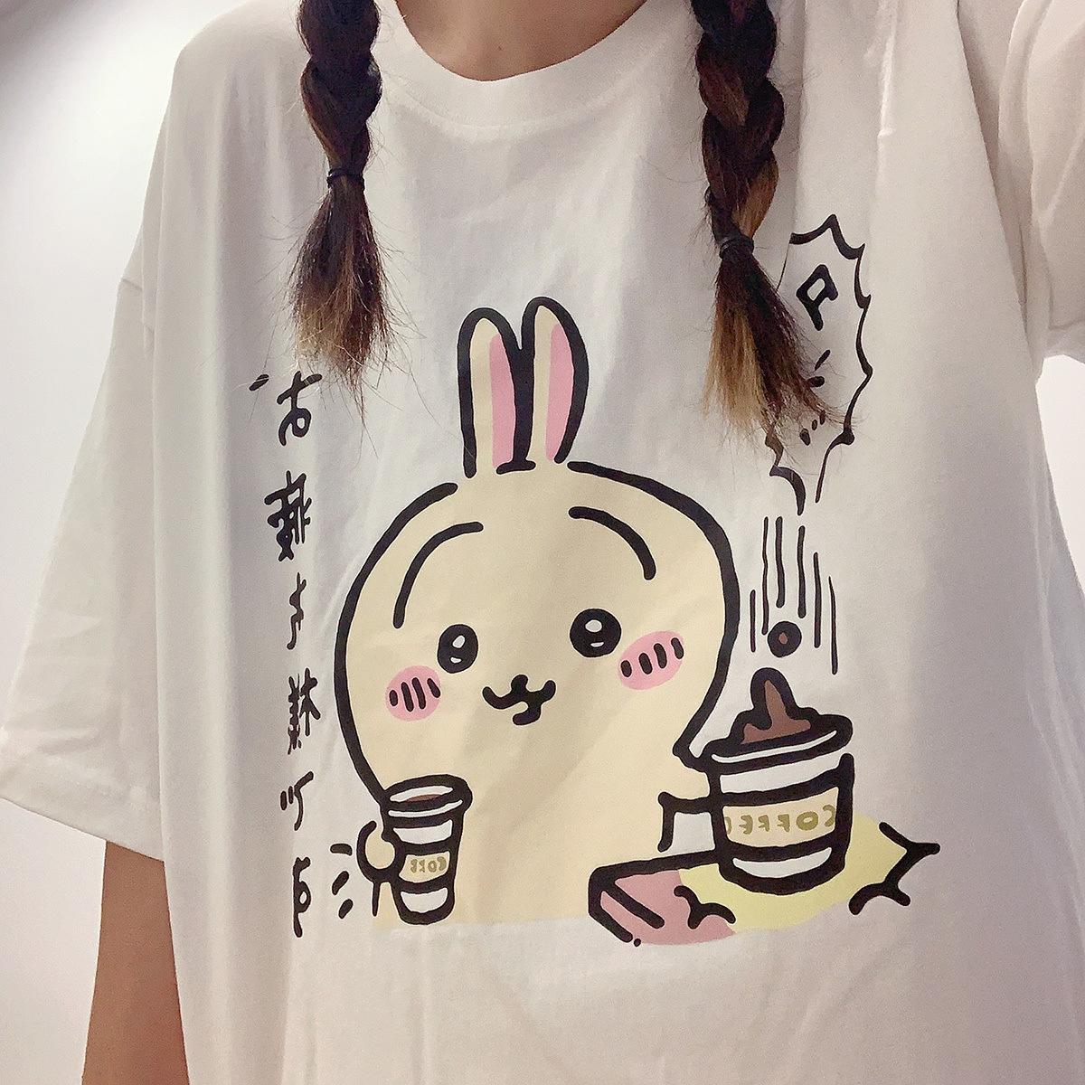 Anime chiikawa pajamas summer cotton round neck short sleeved pants loose casual comfortable cute cartoon chiikawa home clothes