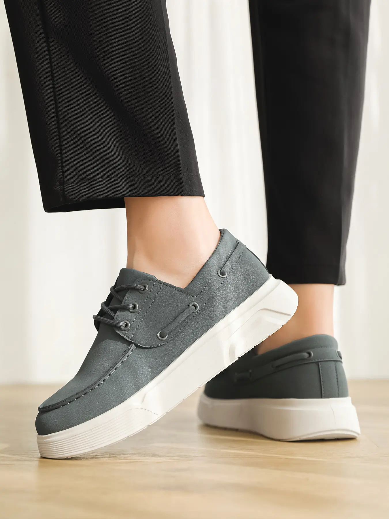 Men Lace Up Platform Boat Shoes Sneaker Soft Comfort Sole Daily Business Outdoor Casual Walking Loafers