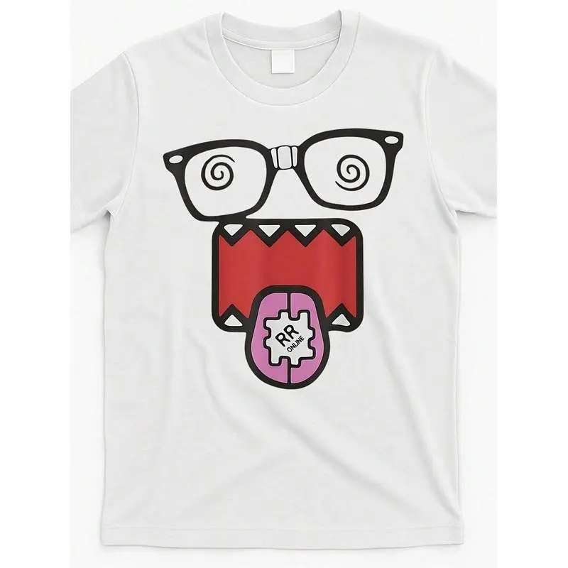 Dizzy Domo Ku Cartoon Graphic T-Shirt - Unisex Casual Short Sleeve Tee With Playful Monster & Glasses Design