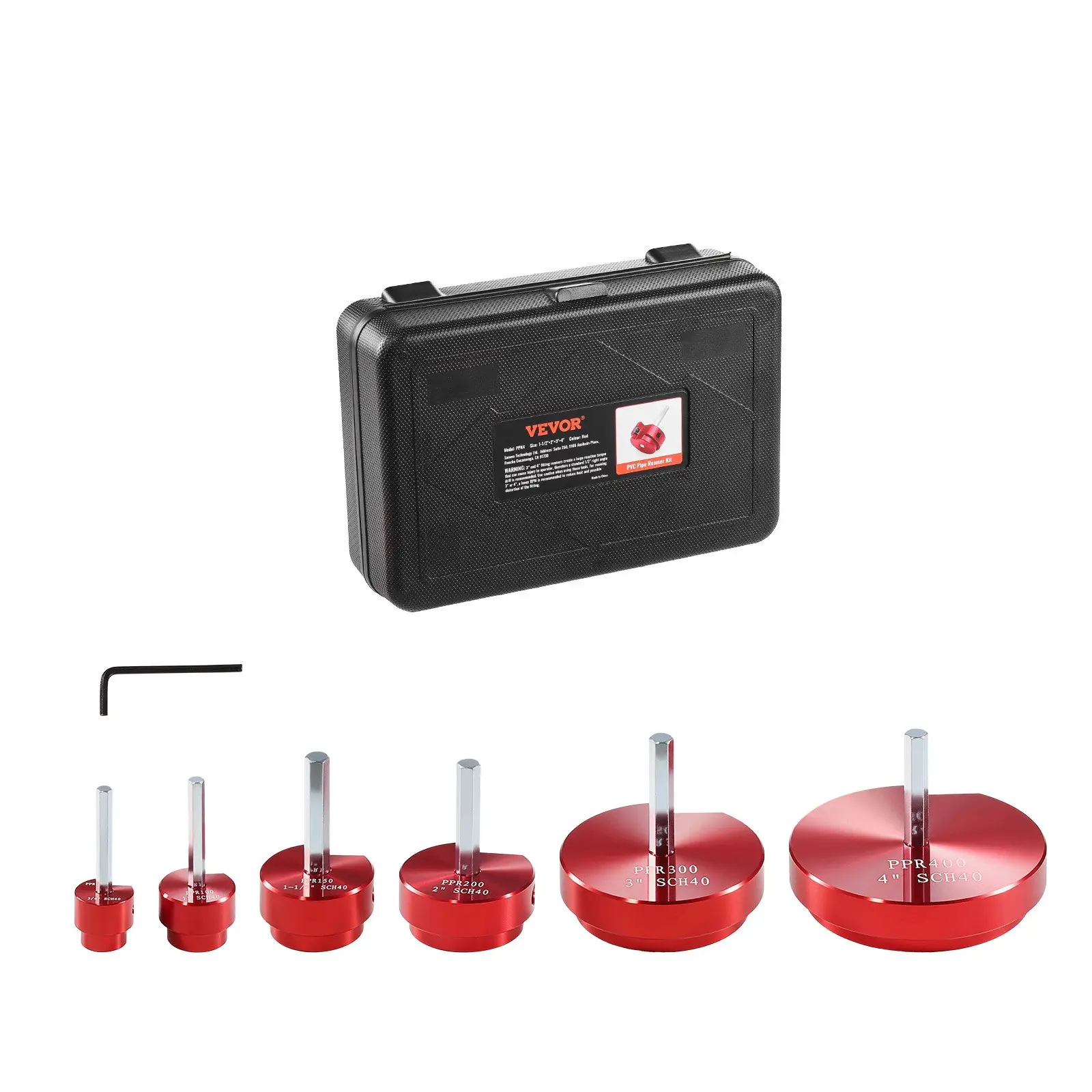 VEVOR 6-Piece Multi-Size PVC Reamer Socket Saver Kit, 3/4"-4" Sizes for PVC, CPVC, ABS Fittings, Pipe Cleaning Hand Tool Kit, includes tool box