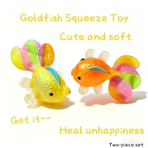 2pcs Goldfish Crystal Stress Relief Toys, Unisex Fidget Toys for Kids & Adults, Non-Toxic Safe Portable Office Decorations