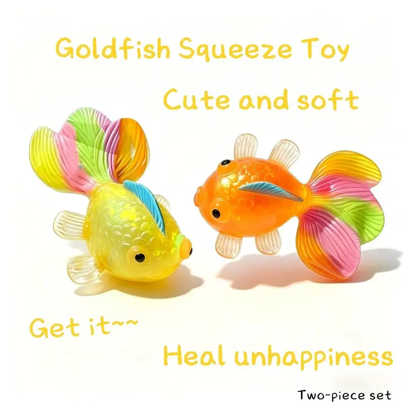 2pcs Goldfish Crystal Stress Relief Toys, Unisex Fidget Toys for Kids & Adults, Non-Toxic Safe Portable Office Decorations