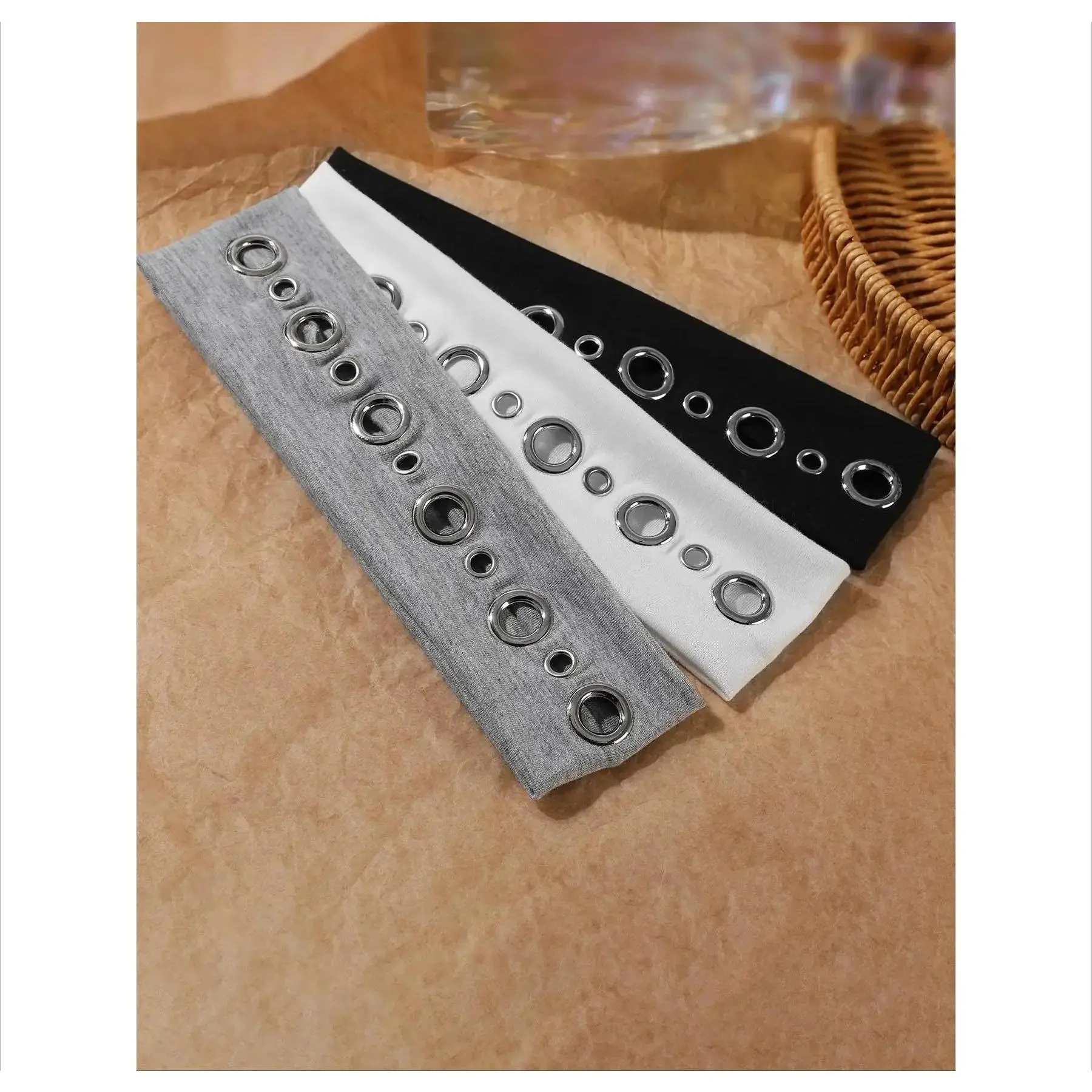 Aesthetic Punk Hairband Set for Women, Trendy Y2K Elastic Headbands with Retro Metal Ring Design, Chic Alt-Girl Hair Accessory, Lightweight All-Day Wear Essential for Streetwear, Festivals, Photoshoots & Everyday Styling summerwins