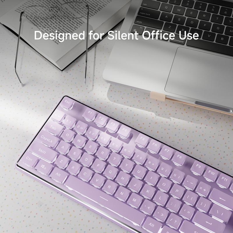 Wired Gaming Keyboard, Mechanical Keyboard with Backlit, Portable Ergonomic Slim Design Keyboard for Windows/Laptops, Lighted Mechanical Keyboard