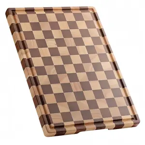 Thick Wooden Cutting Board, Large Size 16.5x11.6 Inch, Carbonized Rubberwood, Mold-Resistant, Perfect for BBQ and Butchery, Ideal Gift