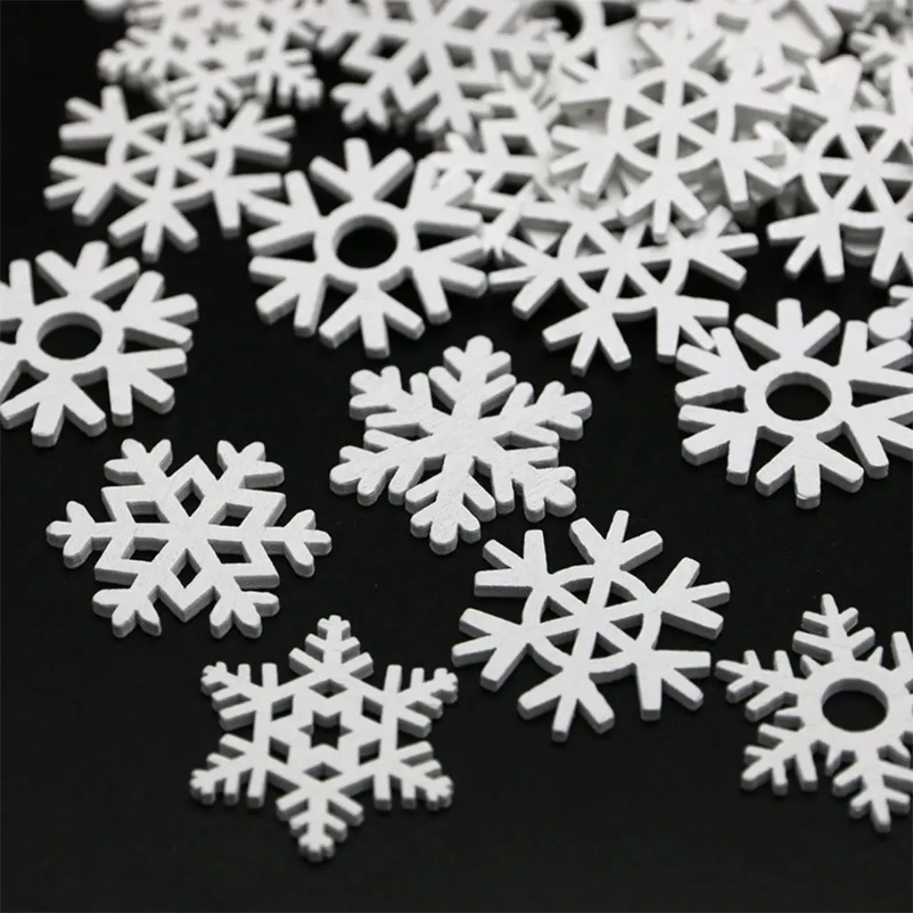 (50 Pcs/pack) Wooden Snowflake Christmas Decoration, Christmas Tree Ornaments, New Year Home Decor, Model Xinghao 001