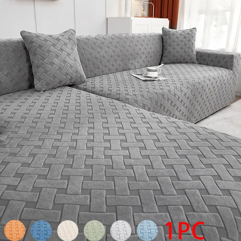 Living Room Universal Elastic L-Shape Sofa Cover, Stain-Resistant All-Seasons Full Coverage, Home Decor Furniture Protector, Multiple Colors Available