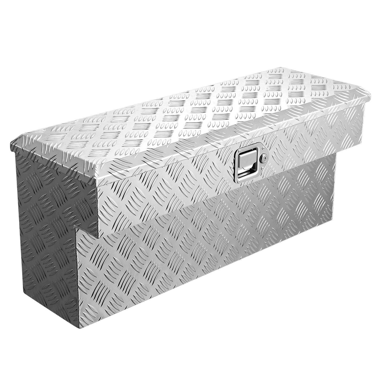 VEVOR Truck Bed Tool Box, Heavy Duty Aluminum Tool Box with Tread Patterns, Storage Toolbox Chest Organizer with Lock and Key, Ideal for Pickup, Truck Bed, RV, Trailer, 34 x 12 x 15.4 in, Silver