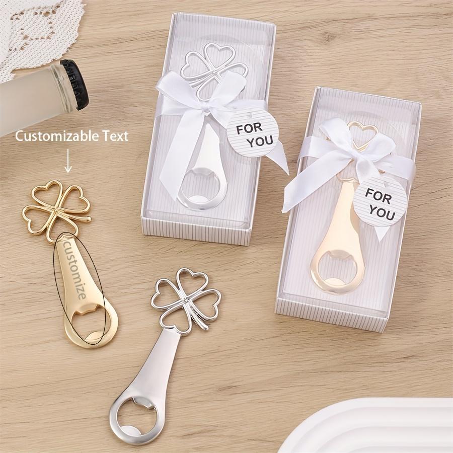 Customizable Heart Bottle Opener with Corkscrew - Personalized Zinc Alloy Beer Bottle Opener for Weddings, Parties, And Birthdays - Elegant White Boxed Beer Bottle Opener