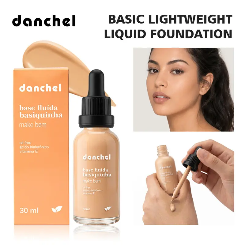 Danchel Matte Skin-Nourishing Dropper Foundation, 12 Shades, Blurring & Oil-Resistant Long Lasting, Hyaluronic Acid + Vitamin E, Covers Pores, 30ml