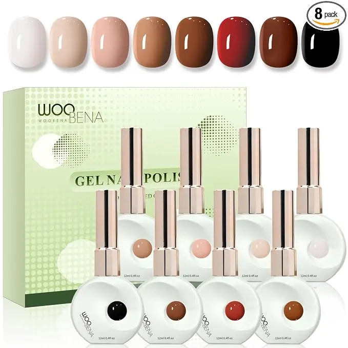 8-Color HEMA/TPO-Free Durable Gel Nail Polish Bottle Set, Salon-Quality for DIY Home Manicure, Jelly Nails & At-Home Use, Gel X Nail Polish, Gentle
