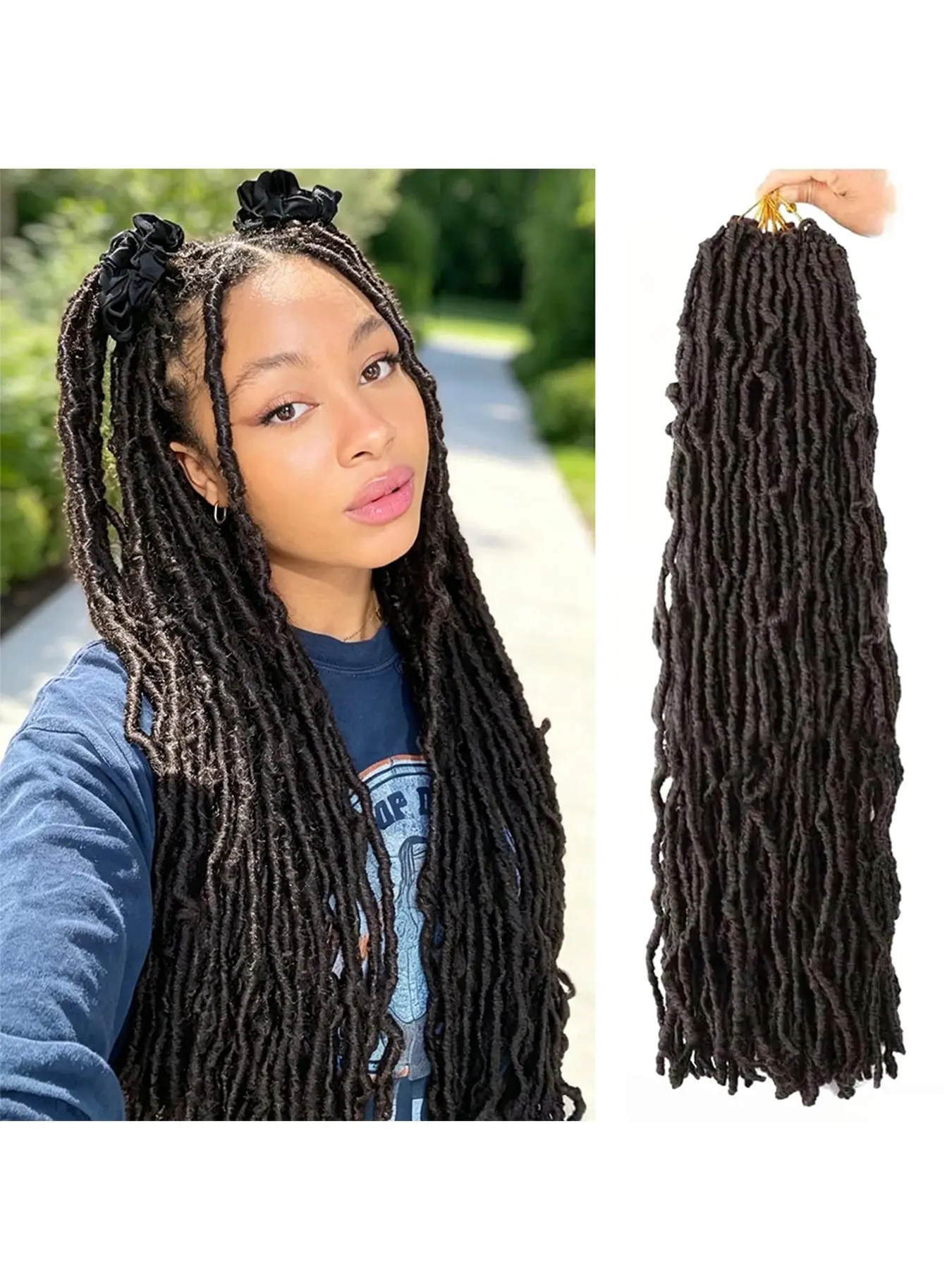 24 Inch Soft Locs Crochet Hair Pre Looped 3 Packs For Women Faux Locs Crochet Braids Goddess Locs Dreadlocs Synthetic Hair Braided Dreads
