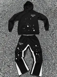 Men's Fashion Graphic Print Hoodie Set, Casual Loose Fit Long Sleeve, Perfect for Fall & Winter, Stylish Daily Wear Top