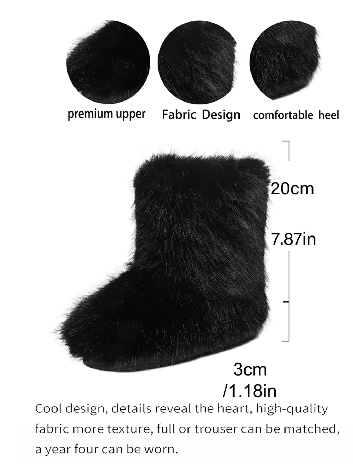 2026 Trendy Mid-Calf Snow Boots for Women, Thick Plush Low Heel Warm Versatile Fur Short Boots, Perfect for Winter Fashion
