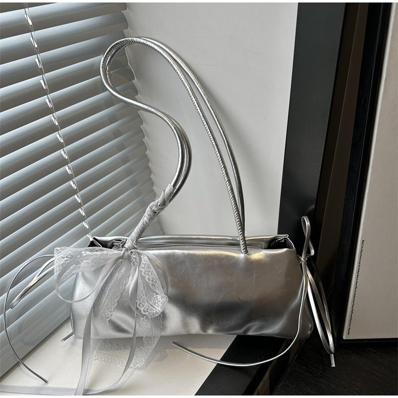 French Elegant Square Bag Korean Bow Decoration Pu High-quality Bag Niche Simple Ballet Style Shoulder Bag New Casual Women Bags