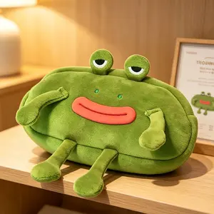 Funny Large Mouth Frog Plush Pen Bag, Cute Big Capacity Stationery Bag, Desktop Organizer for High School Students