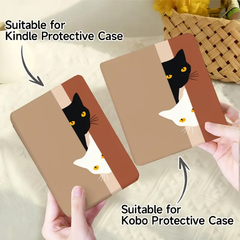 for Kindle/kobo/Tolino Case Black Cat White Cat Pattern for New Kindle 11Th 2019, for Kindle 11th Generation Case for Kindle 11Th (2022/2024), 6-Inch, 7-Inch Kindle Paperwhite 12Th Generation 2024 Vision Color (2024) /Vision 6 (2021）/Shine Color (2024), F