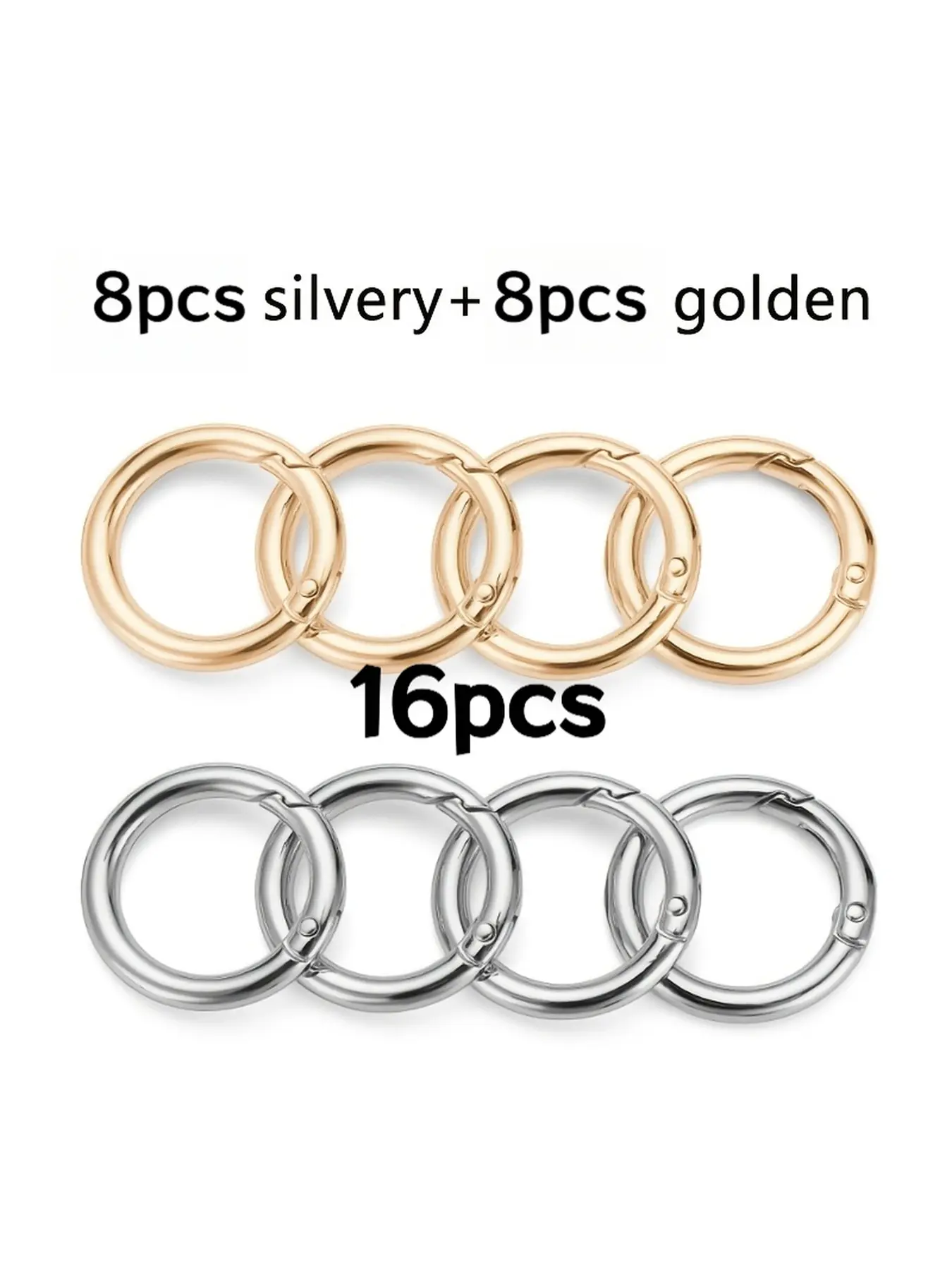 2D Flat Style - 16 Random Circular Metal Spring Ring Keychains, Keychain Accessory, Spring Hooks, Spring Clasps, Flat O-Rings, Suitable for Wallets, Luggage, Clothing and Various Other Uses. Bag Accessories, Clothing Decorations, Compact Design
