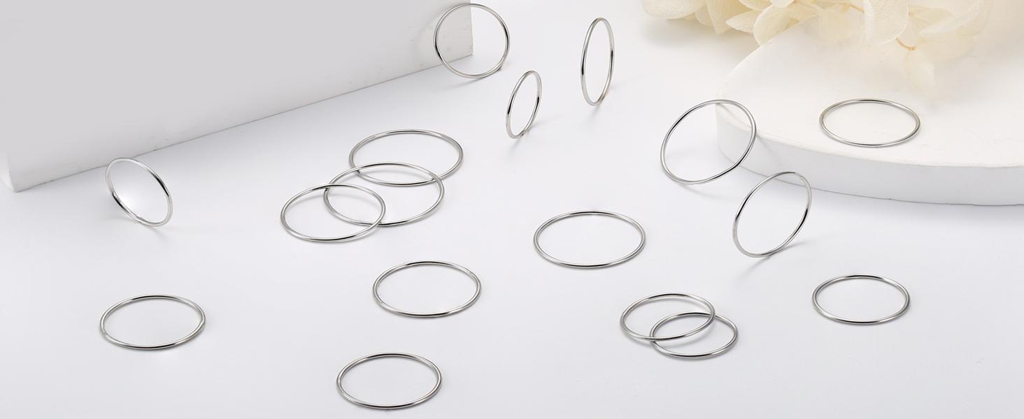 Milacolato 1-3count 1mm Thin Ring Filled Stacking Stackable Knuckle Pinky Thumb Ring Polished Plain Minimalistic Point Finger Band Ring for Women s Comfort Fit Size 4-13 ring