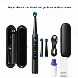 Upgraded Adult Sonic Electric Toothbrush Kit, 5 Modes, 3 Brush Heads, Free Foam Toothpaste, Ergonomic Handle, Oral Care for Sensitive Teeth, Daily Use, Plug-In, Travel Case, Gift Box, Beauty Products