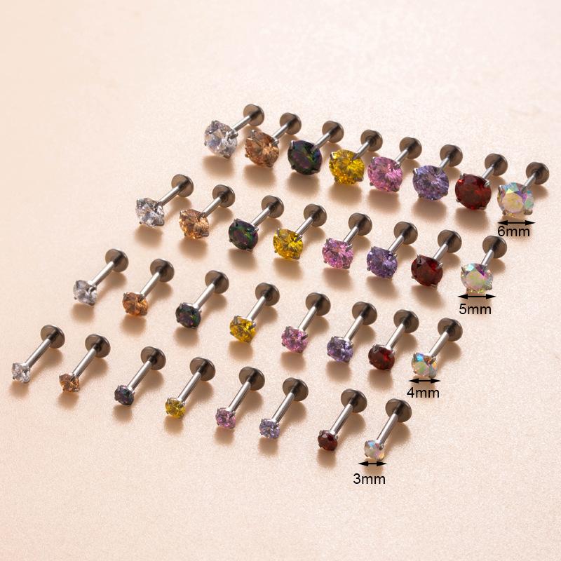 8 Pairs G23 Titanium CZ Internally Threaded Cartilage Stud Set, ASTM F136 Titanium Piercing Jewelry, Hypoallergenic Nose Studs for Sensitive Skin