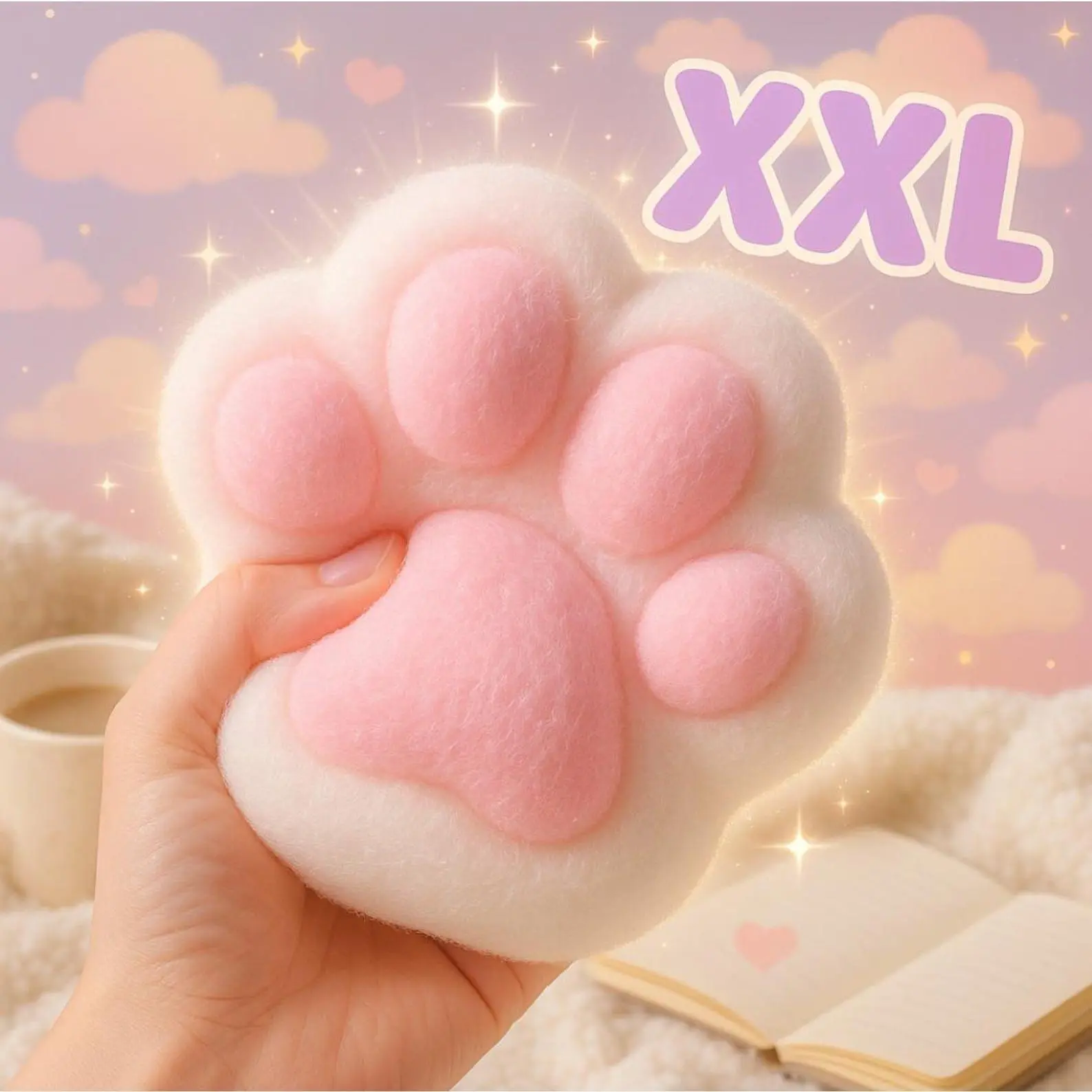 Giant Pink Cat Paw Squishy – Jumbo Kawaii Stress Relief Toy – Large Soft Fidget for Anxiety – Cute Gift for Cat Lovers & Teens