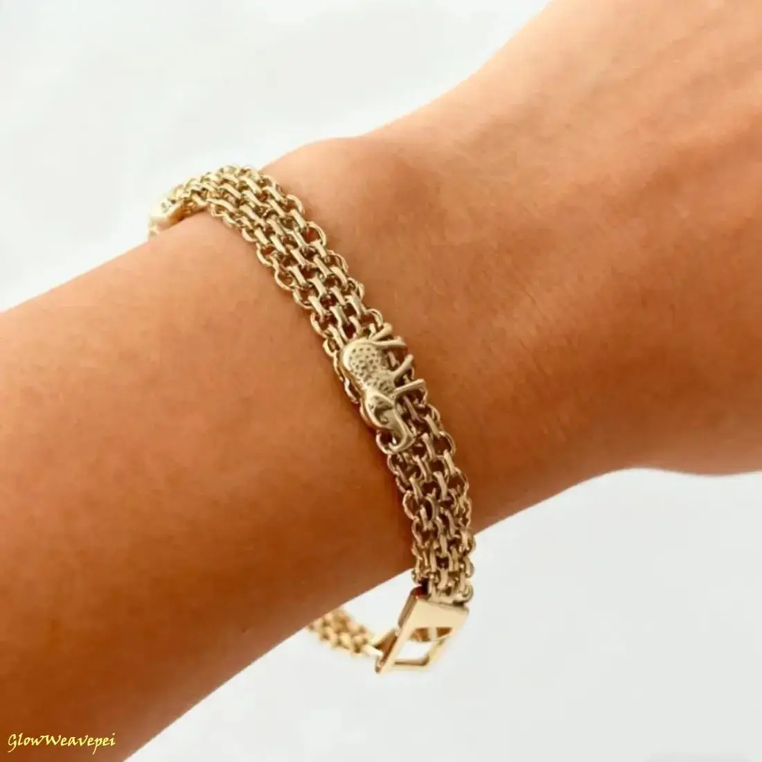Lucky Elephant Charm Bracelet - Dainty Gold Plated Multi-Link Chain Minimalist Jewelry, Adjustable Strength And Good Fortune Symbol Wristband, Lightweight Casual Daily Fashion Accessory, Ideal Birthday Lucky Gift For Women