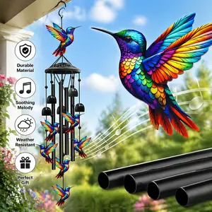 Hummingbird Metal Wind Chimes for Outside, Deep Tone Memorial Windchimes for Patio Porch Balcony Garden Yard Decor, Durable Hummingbird Gifts for Women Men Grandma Mom, Perfect Housewarming Birthday Presents