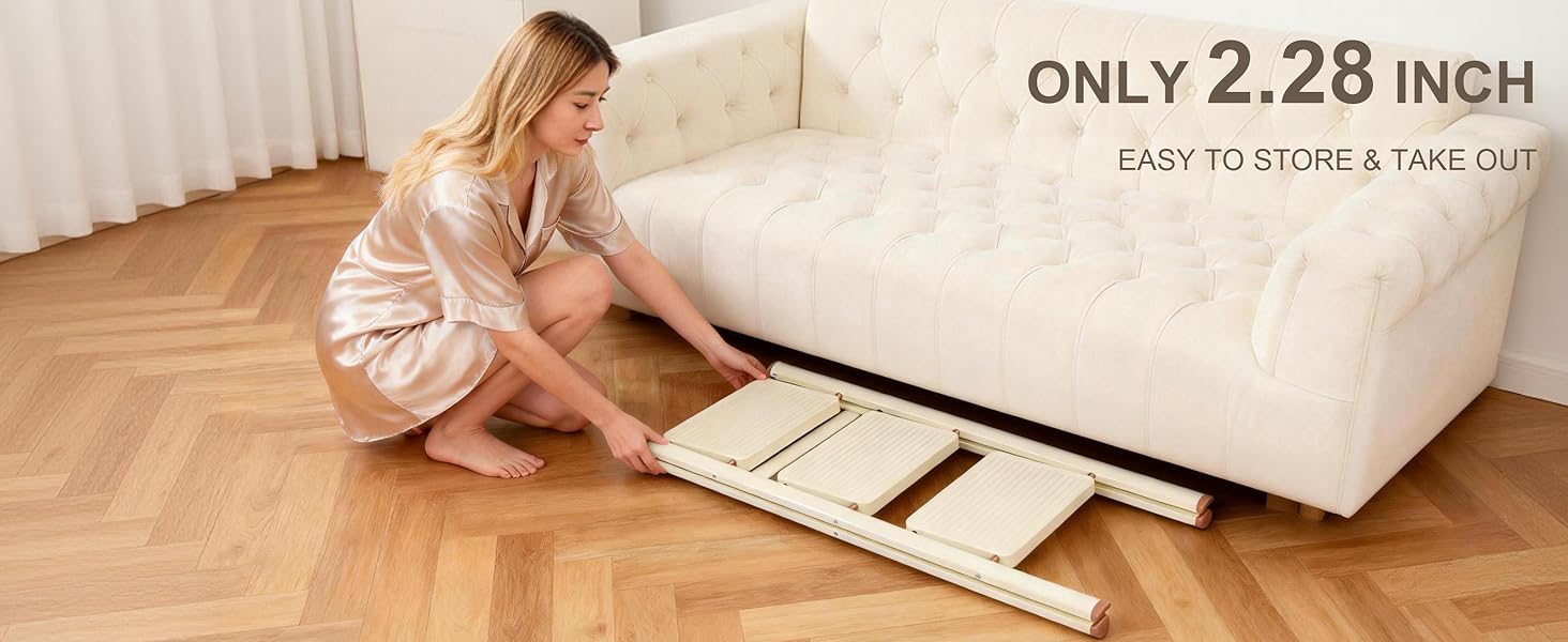 3 Step Ladder,Lightweight Folding Step Stool with Wide Anti-Slip Pedal, 330LBS Capacity, Heavy Duty,Sturdy Iron Metal Step Stool for Home, Kitchen, Closet, Adults, Cream White