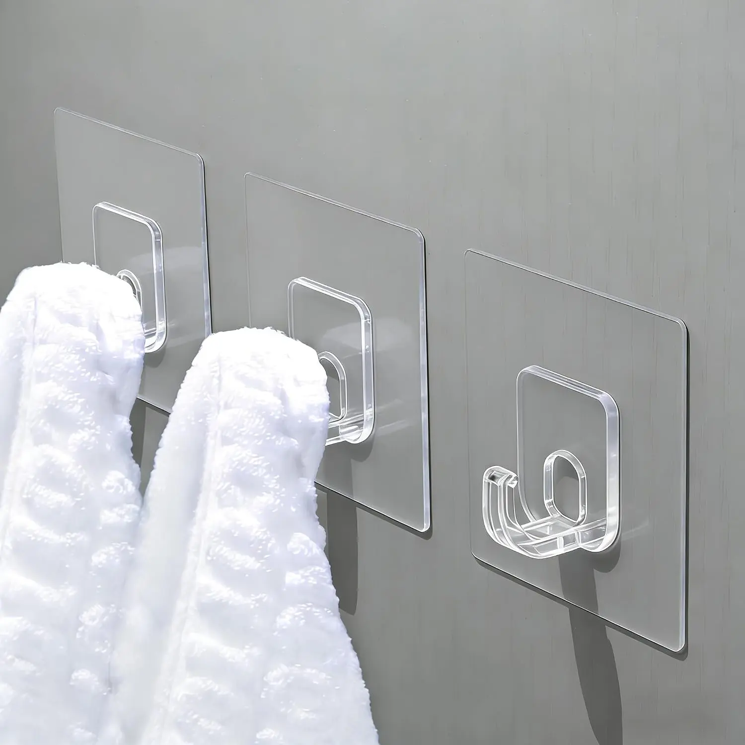 10 Pack Invisible Adhesive Hooks for  Heavy Duty,  & Rustproof Shower Hooks for Inside Shower, Clear Sticky Hooks for Walls No , Multi-Use for Kitchen, Bathroom, Bedroom, Office