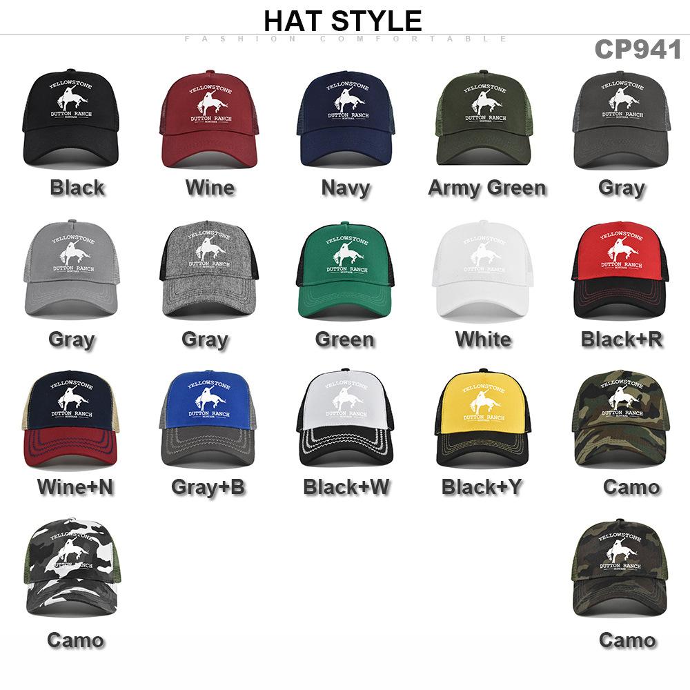 Best-selling Yellowstone baseball cap, screen-printed Yellowstone mesh cap, printed duckbill cap, unisex washable breathable sun hat