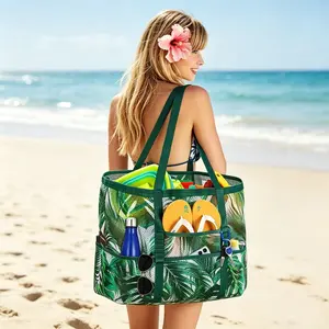 1/2PcsMesh Beach Bag for Women,Large Beach Tote Bags,Mesh Beach Tote Bag for Travel,Large Capacity Mesh Multi-function  Beach Tote Bags,Gym Bag,Large Tote Bag,Travel Duffel Bag,Vacation Essentials,Sand-Resistant Lightweight Foldable Zippered Storage