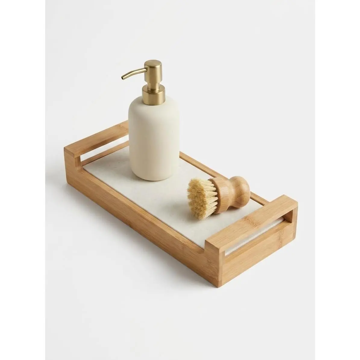 Diatomite Stone Tray with  Frame – Water Absorbing Bathroom Counter Tray, Stone Faucet Mat for Sink, Kitchen Soap Tray, Bathroom & Kitchen Countertop Organizer ( White)