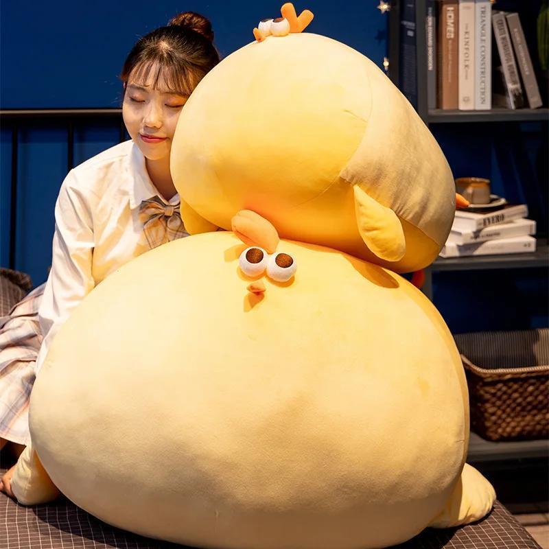 Kawaii Chubby Chicken Plush Toy Soft Plush Stuffed Animal Yellow Chicken Pillow Room Sofa Cushion Decoration Birthday Gift