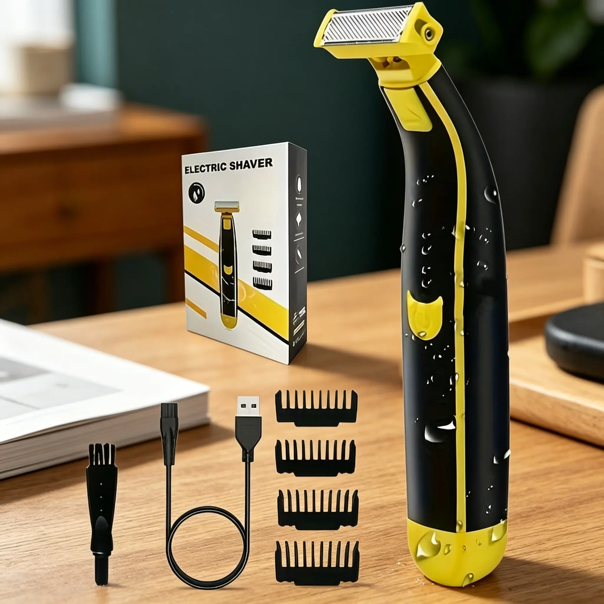 Waterproof Electric Body Razor, Ergonomic Wet/dry Shaver, Full-Body Wash Design, Men's Body Hair Trimmer, At-Home Grooming Tool