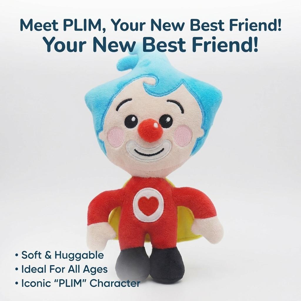 Plim Plim Clown Plush Toy - Soft Stuffed Cartoon Character Superhero, Cute Huggable Sleeping Companion for Toddlers, Best Birthday & Baby Shower Gift for Kids (0-6 Years)