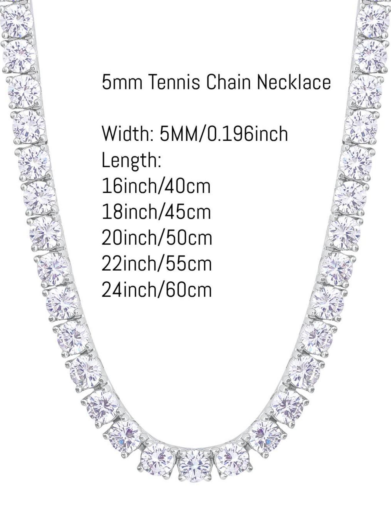 Rhinestone Decorated Tennis Chain Necklace, Hip Hop Necklace for Party, Daily Clothing Decor, Elegant Rhinestone Necklace, Trendy All-match & Exquisite Jewelry for Birthday Gift, Cuban Link Chain