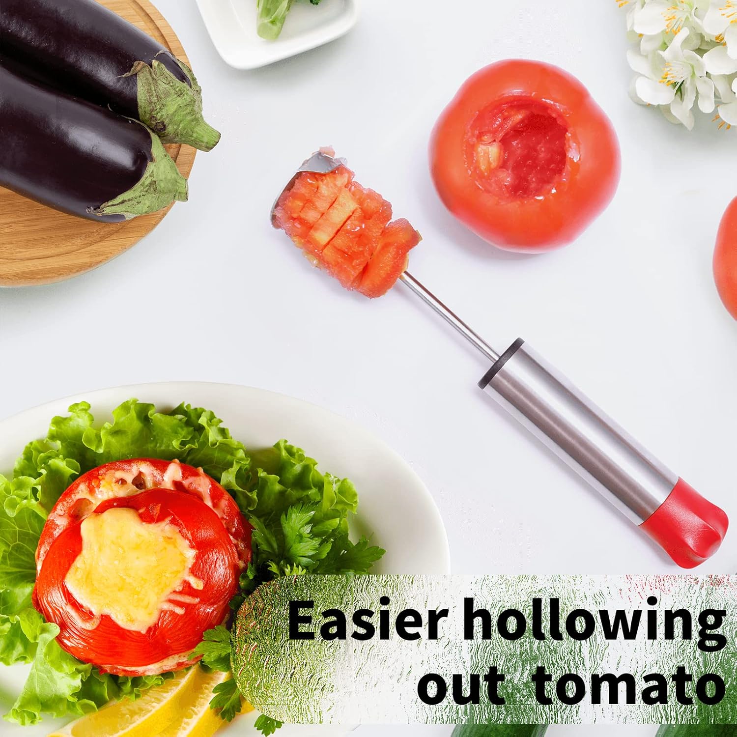 Vegetable Corer, [Multi-Purpose,  ] Veggie Corer Drill Fruit Corer with Ergomic Anti-Slip Handle, 4 Sizes Veggie Drill for Coring and Hollowing out Zucchini, Potatoes, Carrot