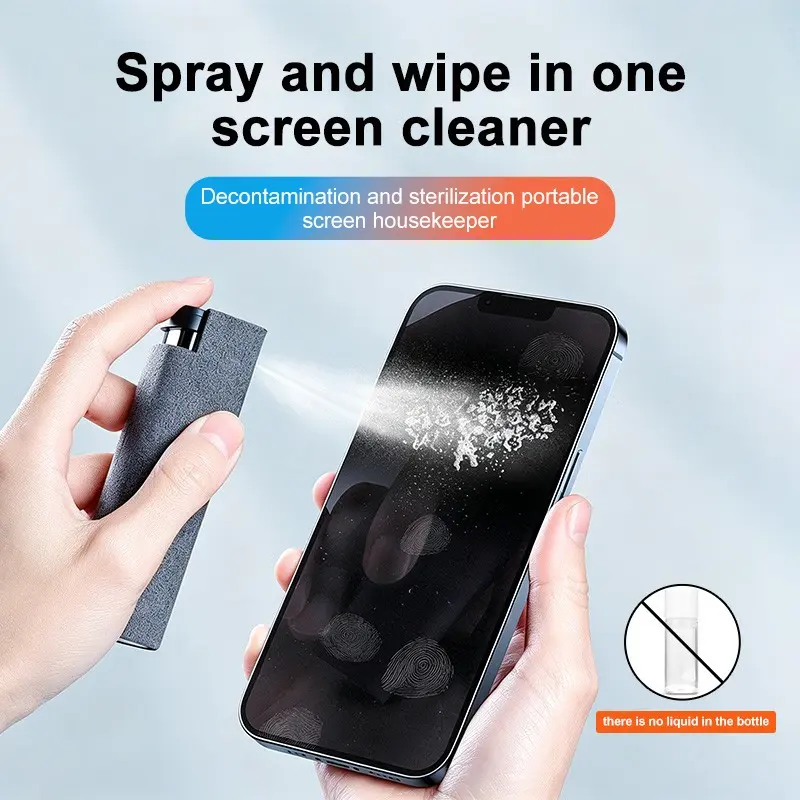 Two-In-One Portable Screen Cleaner for Phone Tablet, Spray Wipe LCD Screen Cleaner Head, No Liquid Included, Convenient Device Maintenance Tool
