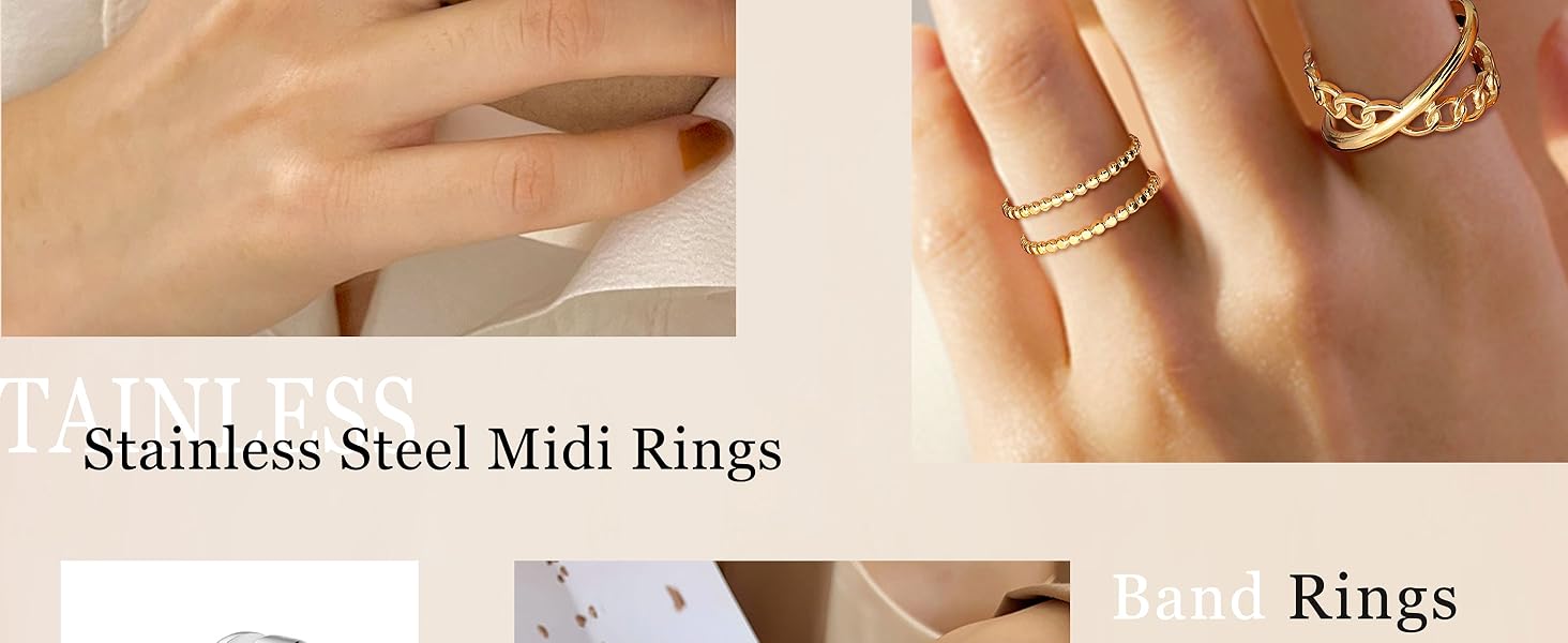 YADOCA 12/17PCS Knuckle Rings For Women Silver Gold Tone Stainless Steel Midi Rings Set Simple Stackable Finger Rings Adjustable Open Stacking Plain Band Rings