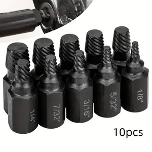 Screw Extractor Kit, 10pcs Alloy-Steel Damaged Screw Remover Set, Easy Out Broken Bolt Extractor Bits for Hex Screws, Mechanical Hardware Tools, Screw Extractor Bits