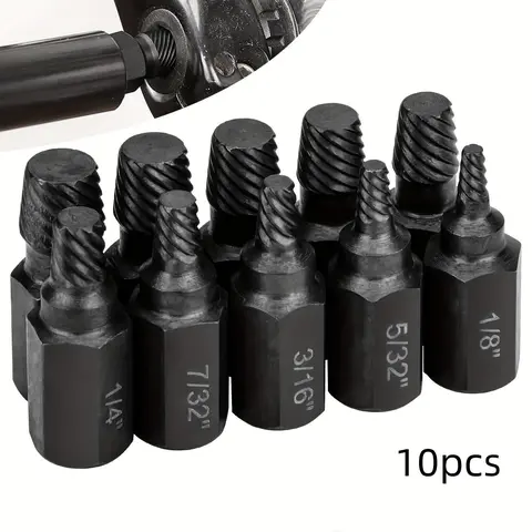 Screw Extractor Kit, 10pcs Alloy-Steel Damaged Screw Remover Set, Easy Out Broken Bolt Extractor Bits for Hex Screws, Mechanical Hardware Tools, Screw Extractor Bits